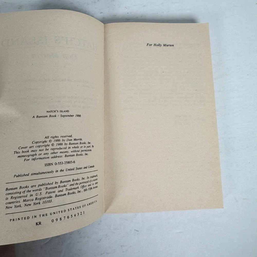 Hatch's Island Don‎ Merritt 1986 First Printing Vietnam War Action Bantam